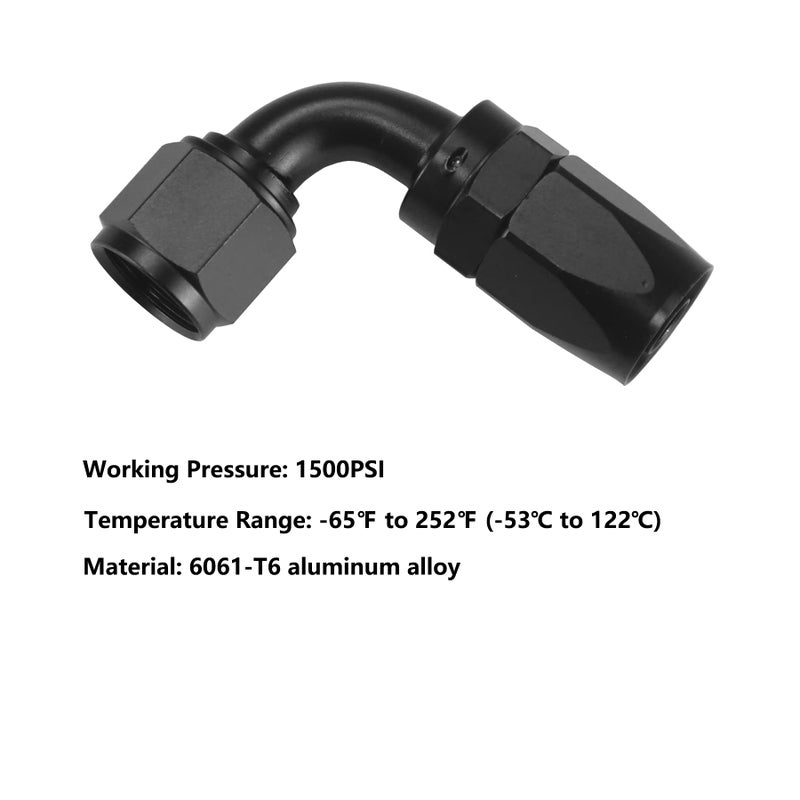 Ucreative 2PCS 6AN 90 Degree Swivel Hose End Fitting for Braided CPE Fuel Hose Black - Image 2
